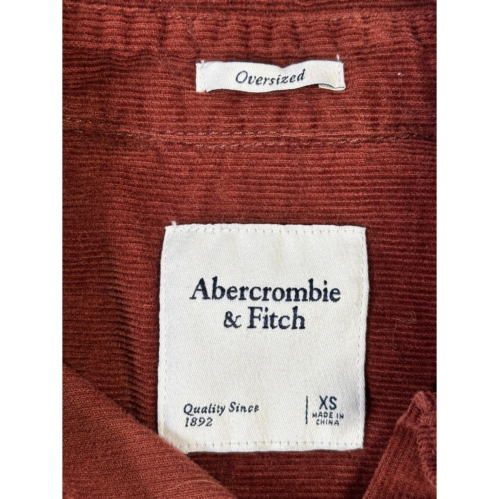 Abercrombie & Fitch Womens XS Oversized Corduroy Button Down Shirt Rust Brown - Picture 6 of 7